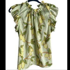 🌿 Ryegrass Lemon Print Blouse - XL
